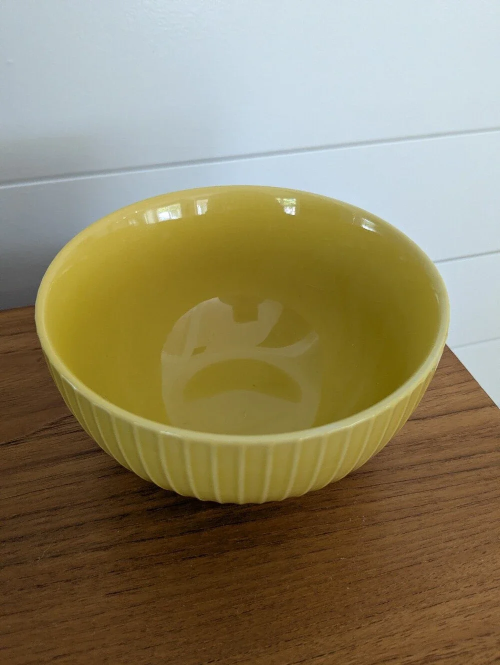 West Elm Bright Yellow Ribbed Ceramic Cereal Soup Serving Bowls - Set of 2